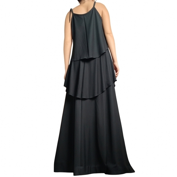 Vintage Black Maxi Dress Layered Goth Size Small - Picture 3 of 3